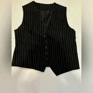 Men’s Black Vest with White Stripes (Size Large)